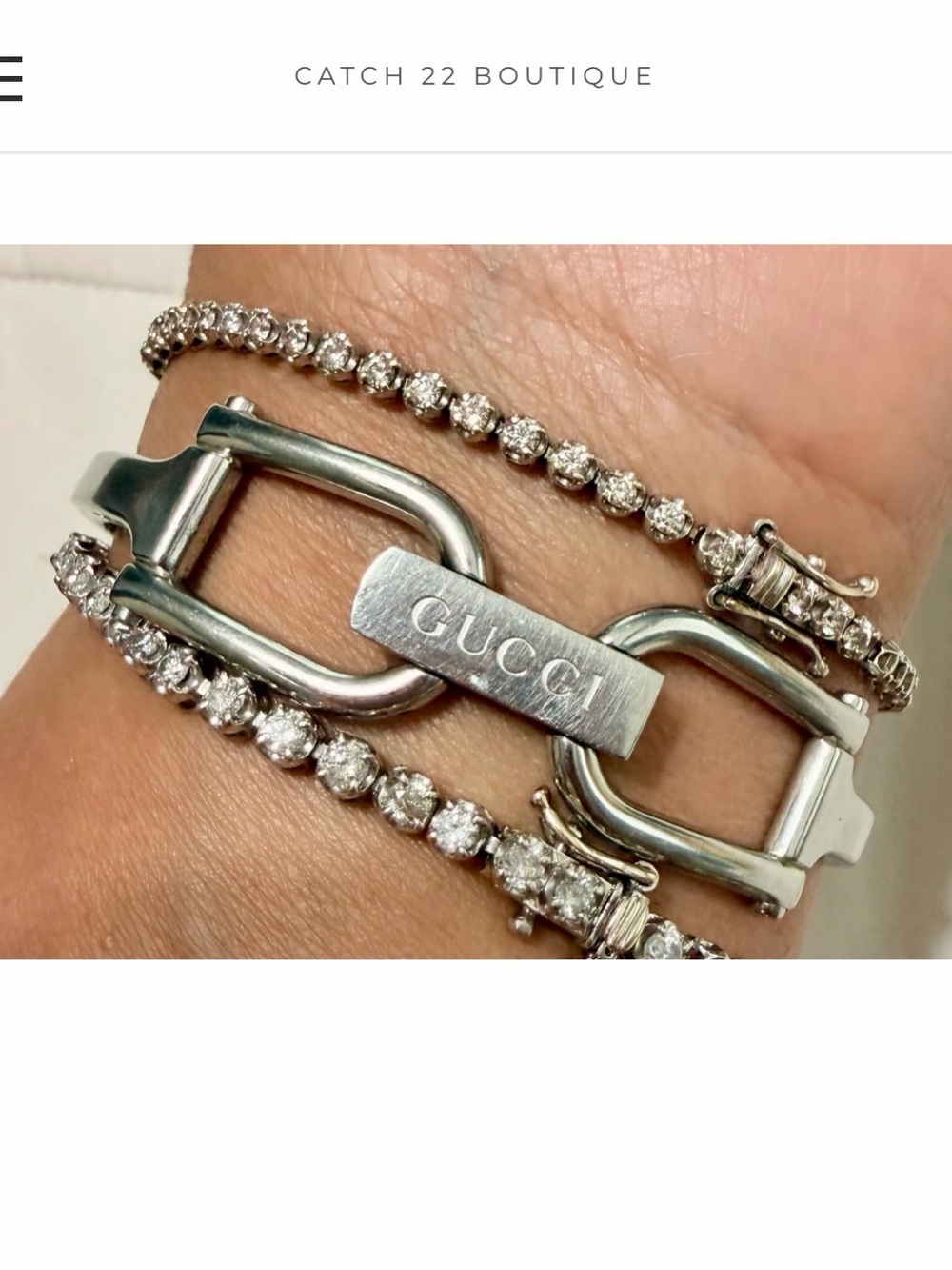 Gucci Silver-Tone Bangle Watch with Black Rectangular Dial - Picture 6 of 8